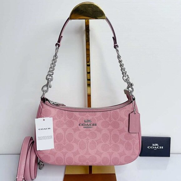Coach Handbags - COACH Teri Shoulder Bag In Signature Canvas CV933 Dusty Pink